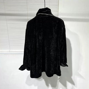 Deconstructed Patchwork Loose Velvet Shirt