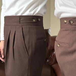 Italian High Waist Button Casual Pants