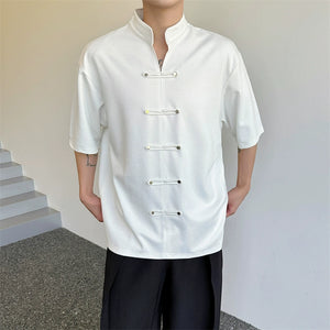 Stand Collar Loose Buttoned Shirt