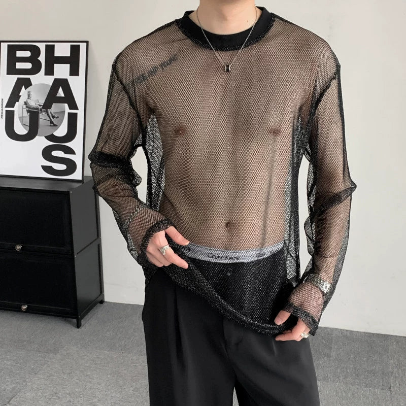 Mesh Transparent Casual Bottoming Shirt