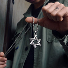 Load image into Gallery viewer, Double-sided Six-pointed Star Pendant Titanium Steel Necklace
