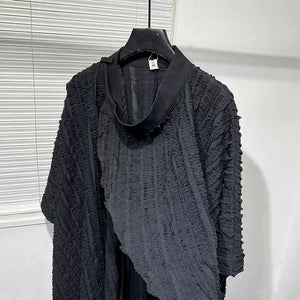 Irregular Pleated Loose Bat Sleeve Shirt Cardigan