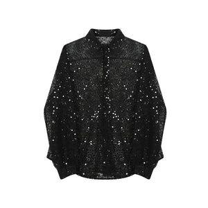 Hollow Loose Sequin Shirt