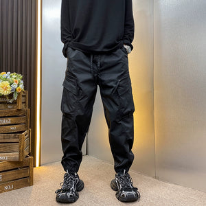 Plush Multi-pocket Cuffed Cargo Casual Pants