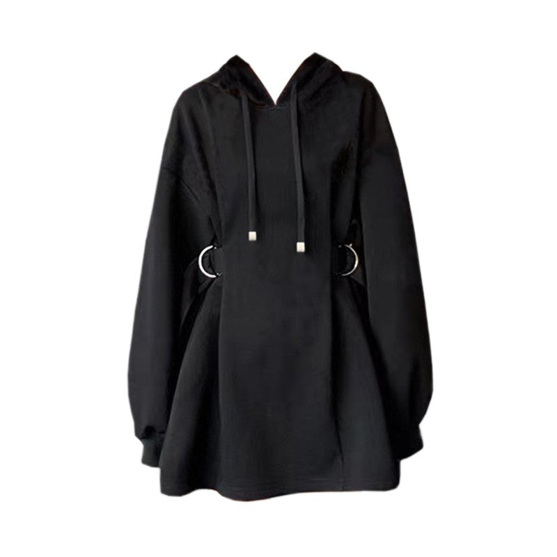 Loose Hooded Sweatshirt Dress