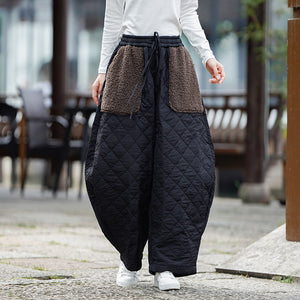 Patchwork Pattern Thickened Cotton Casual Pants