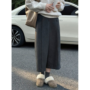 Solid Wool-blend Wide-leg Pants