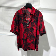 Load image into Gallery viewer, Irregular Printed Loose Red Shirt
