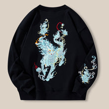 Load image into Gallery viewer, Embroidered Loose Round Neck Fleece Sweatshirt
