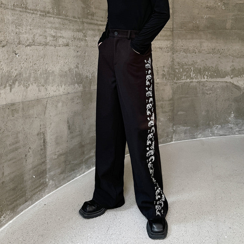 Embroidered Straight Trousers