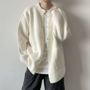 Stand Collar Buttoned Knitted Cardigan