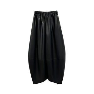 PU Leather High Waist Thin Fleece Loose Pants