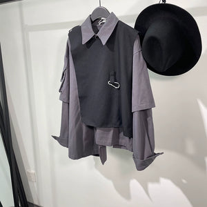 Irregular Fake Two-piece Long-sleeved Shirt