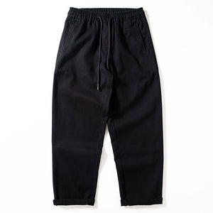 Thick Brushed Cotton Loose Straight Pants