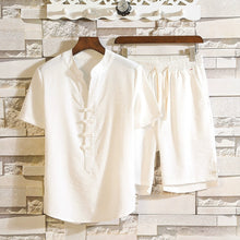 Load image into Gallery viewer, Linen T-shirt and Shorts Two-Piece Set
