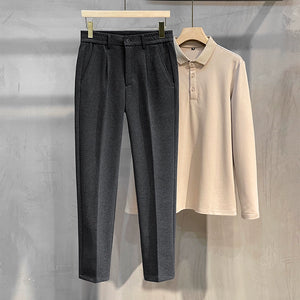 Straight Slim Woolen Casual Pants