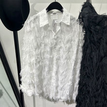 Load image into Gallery viewer, Cut-out Feather Tassels Loose Shirt
