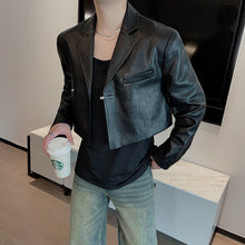 Load image into Gallery viewer, Short Leather Suit Jacket
