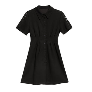 Polo Neck Pleated Casual Dress