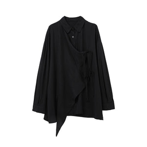 Retro Irregular Side Button Top Shirt