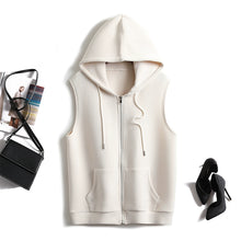 Load image into Gallery viewer, Hooded Cotton Solid Color Vest Jacket
