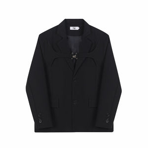 Metal Claw Button Single Breasted Blazer