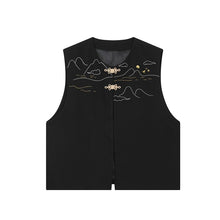 Load image into Gallery viewer, Landscape Embroidery Metal Buckle Retro Vest
