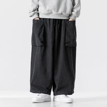 Load image into Gallery viewer, Japanese Retro Loose Large Pocket Denim Wide-leg Pants
