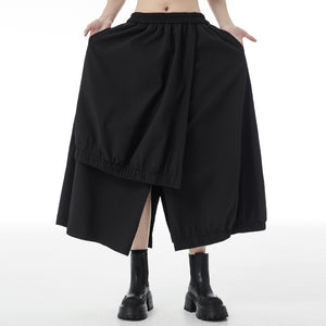 Solid Color Loose Casual A-line Culottes