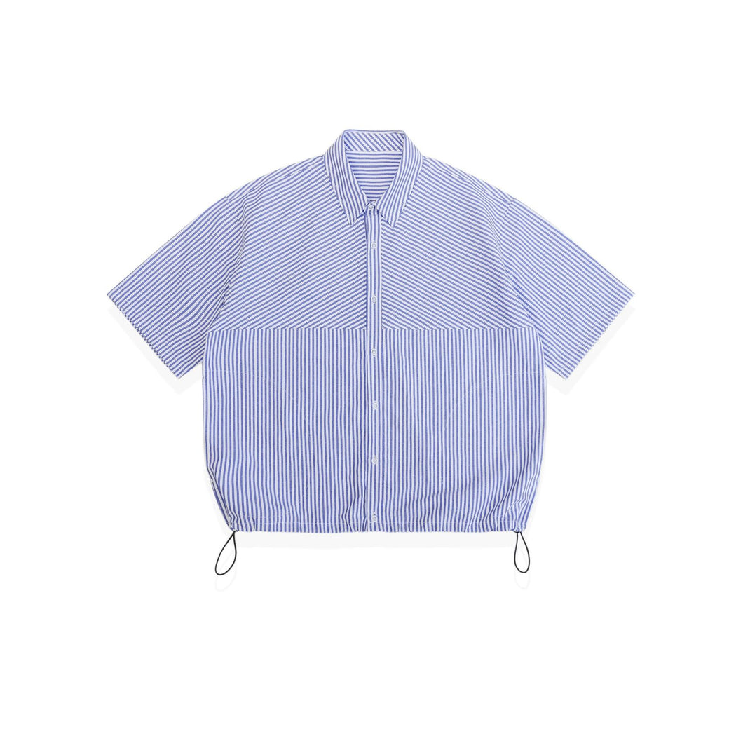 Splicing Oxford Blue Striped Shirt