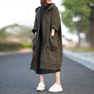 Retro Loose Hooded Trench Coat