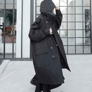 Loose Hooded Mid Length Windbreaker