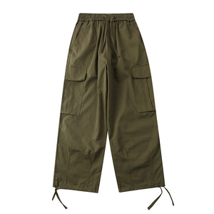 Drawstring Side Pockets Adjustable Trousers