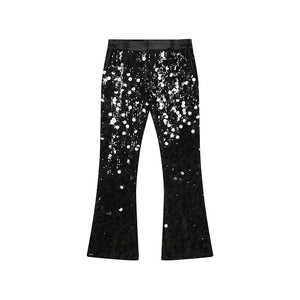 Sequined Stand Collar Jacket Wide-leg Pants Two-piece Set