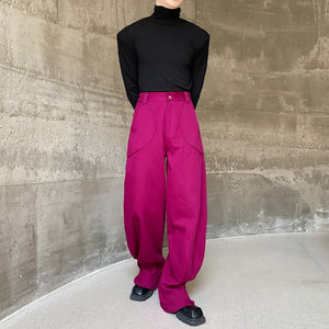 Solid Color Wide-leg Waist Flared Pants