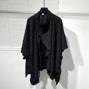 Irregular Pleated Loose Bat Sleeve Shirt Cardigan