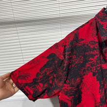 Load image into Gallery viewer, Irregular Printed Loose Red Shirt
