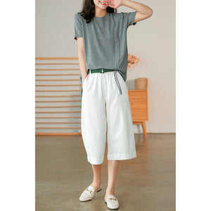 Retro Loose Wide Leg Cropped Pants