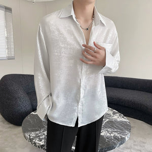 Ultra-thin Glossy Loose Long-sleeved Shirt