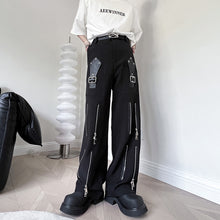 Load image into Gallery viewer, Dark Deconstructed Zip Straight Trouser
