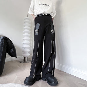 Dark Deconstructed Zip Straight Trouser