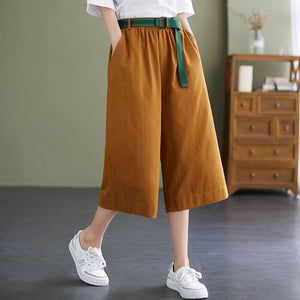 Retro Loose Wide Leg Cropped Pants