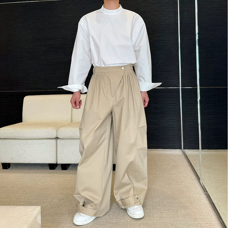 Pleated Silhouette Three-dimensional Workwear Loose Wide-leg Pants