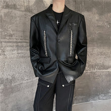 Load image into Gallery viewer, Zippered Single-breasted PU Leather Jacket
