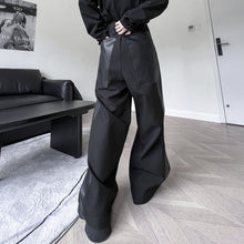 Load image into Gallery viewer, Dark Structured Patchwork Leather Wide-leg Pants
