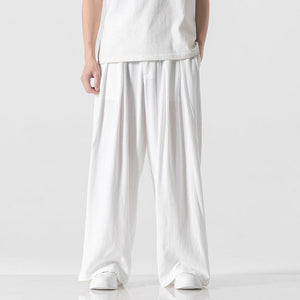 Loose Solid Straight-leg Pants