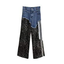 Load image into Gallery viewer, Contrast Leopard Print High Waist Jeans
