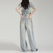 Load image into Gallery viewer, Tie-dyed Ripped Wide-leg Jeans
