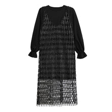 Load image into Gallery viewer, Silver Mesh Vest T-shirt Two-piece Dress
