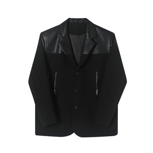 PU Leather Panel Blazer